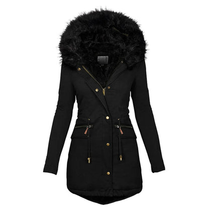 Velvet Parka Jacket for Women 2023 with Drawstring Pockets Thick Warm Winter Down Coat Stylish and Eye Catching