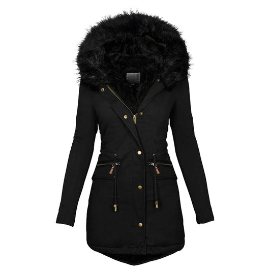 Velvet Parka Jacket for Women 2023 with Drawstring Pockets Thick Warm Winter Down Coat Stylish and Eye Catching