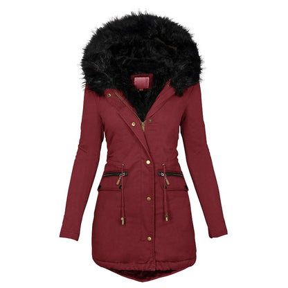 Velvet Parka Jacket for Women 2023 with Drawstring Pockets Thick Warm Winter Down Coat Stylish and Eye Catching