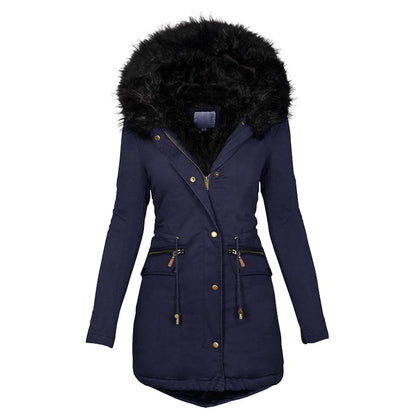 Velvet Parka Jacket for Women 2023 with Drawstring Pockets Thick Warm Winter Down Coat Stylish and Eye Catching