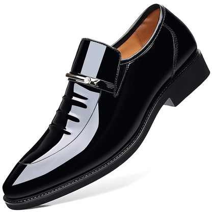 Mens Dress Shoes Formal Business Oxford High Gloss Patent Slip On Loafers Comfortable Casual Driving Boat Shoe For Men