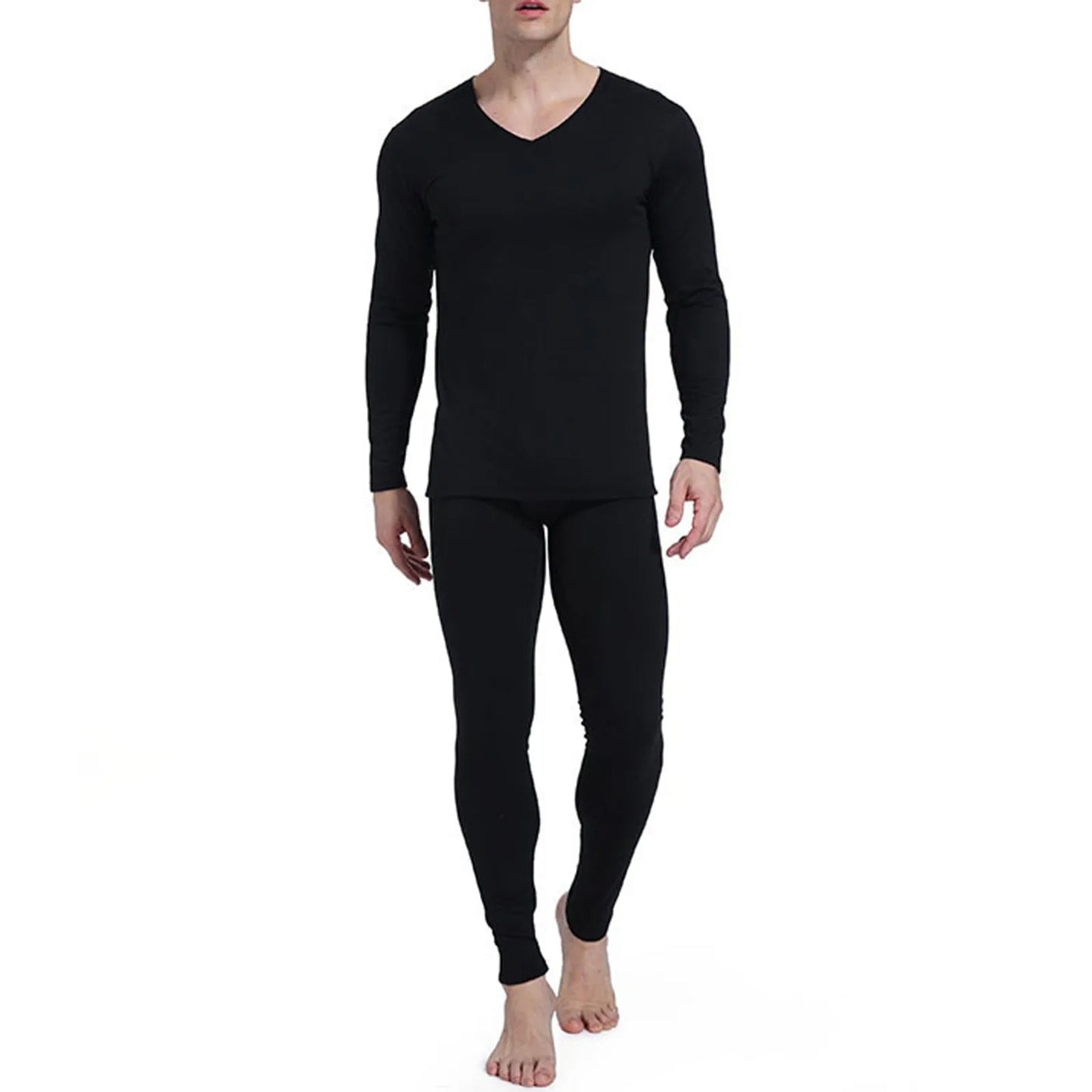 Constant Temperature Seamless Men Thermal Underwear Set Autumn Winter Solid Color Homewear Casual Pant Sets Plus Size