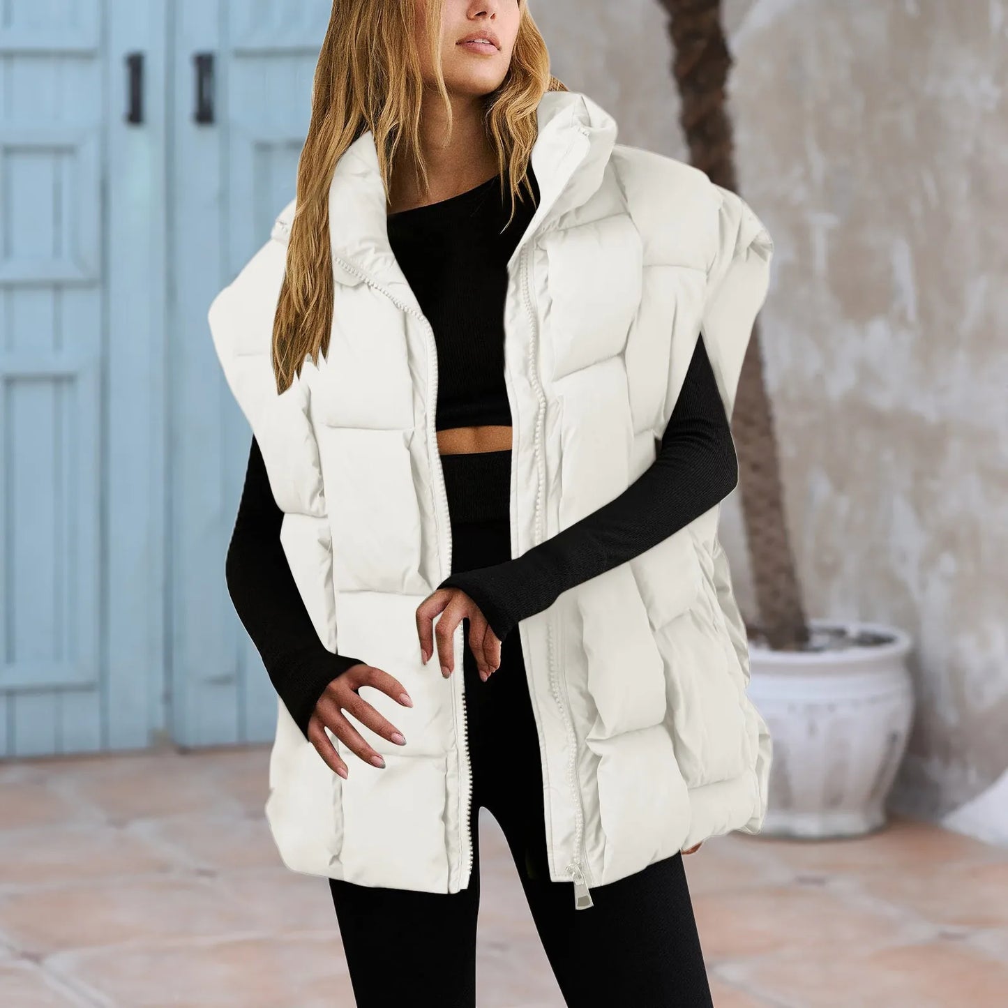 Winter Jackets Fashion Padded Vests Sleeveless Women's Vest Warm Coat Oversize Outwear Puffer 2023 Long Ladies Loose Vest Coat