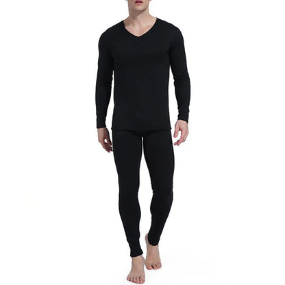 Constant Temperature Seamless Men Thermal Underwear Set Autumn Winter Solid Color Homewear Casual Pant Sets Plus Size