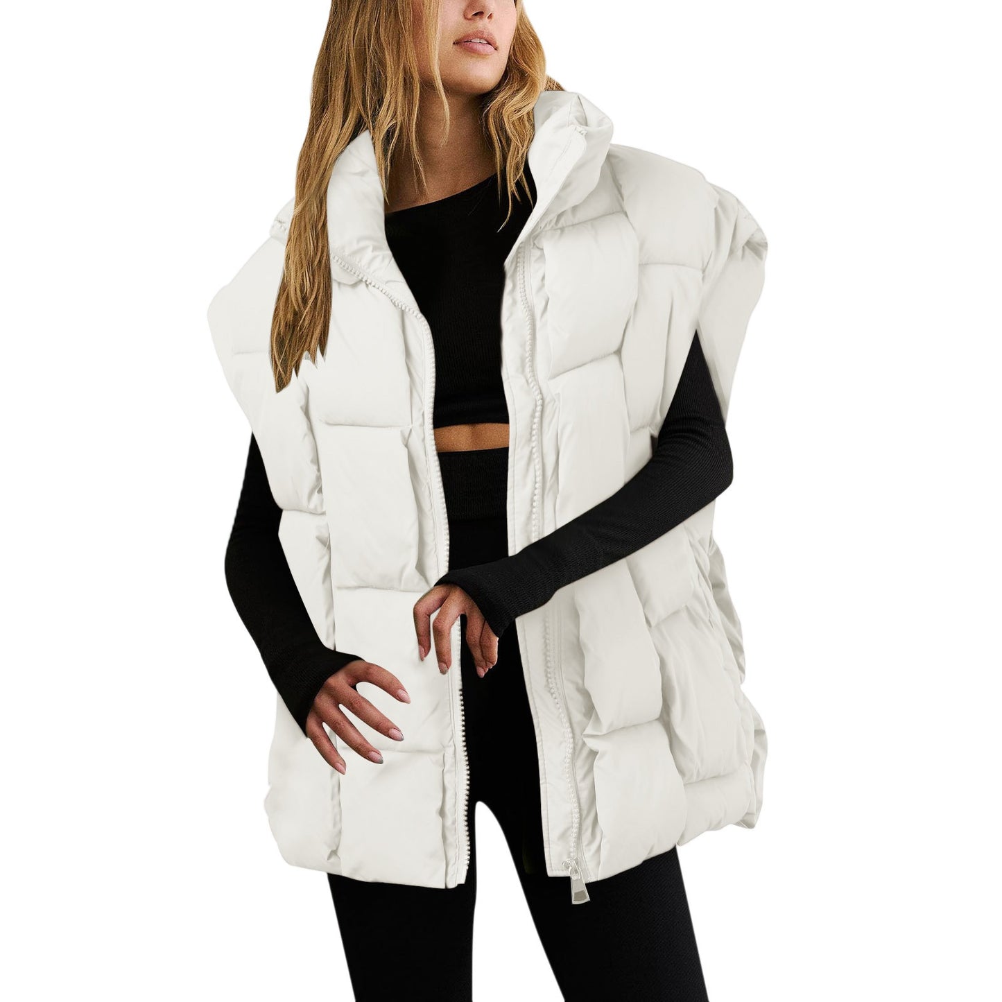 Winter Jackets Fashion Padded Vests Sleeveless Women's Vest Warm Coat Oversize Outwear Puffer 2023 Long Ladies Loose Vest Coat