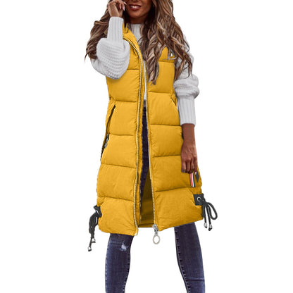 Women Solid Hooded Vest Zipper Pocket Loose Womens Vests Outerwear Sleeveless Jacket Long Coat Vests Woman Winter 2023 Coats