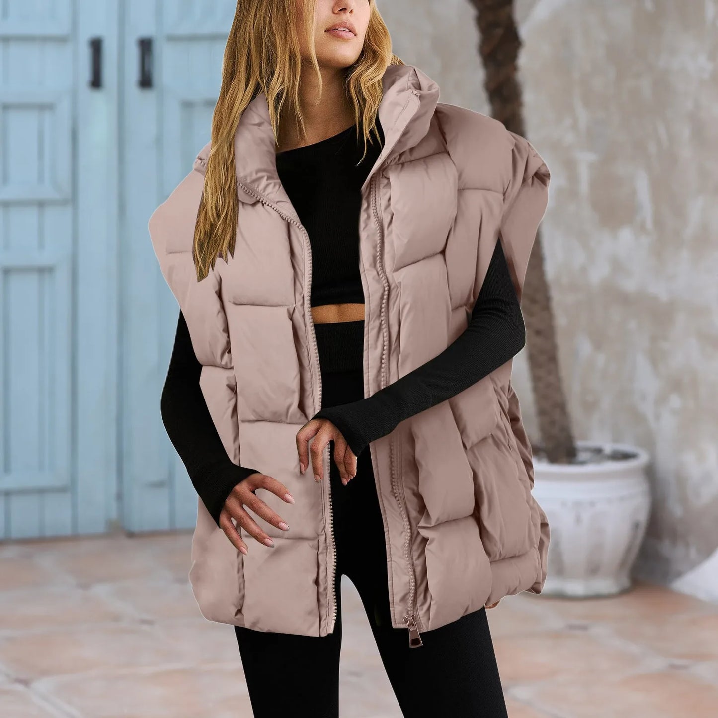 Winter Jackets Fashion Padded Vests Sleeveless Women's Vest Warm Coat Oversize Outwear Puffer 2023 Long Ladies Loose Vest Coat