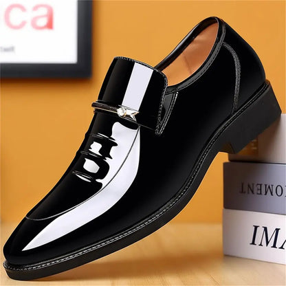 Mens Dress Shoes Formal Business Oxford High Gloss Patent Slip On Loafers Comfortable Casual Driving Boat Shoe For Men