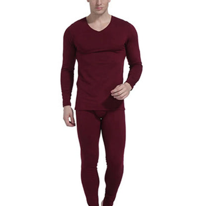 Constant Temperature Seamless Men Thermal Underwear Set Autumn Winter Solid Color Homewear Casual Pant Sets Plus Size