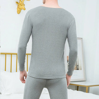 Constant Temperature Seamless Men Thermal Underwear Set Autumn Winter Solid Color Homewear Casual Pant Sets Plus Size